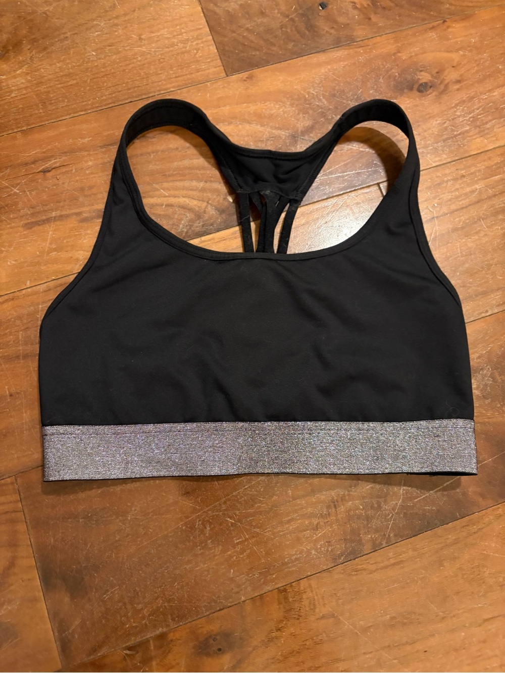 Victoria's Secret Black Sports Bra with Shimmery Silver Band